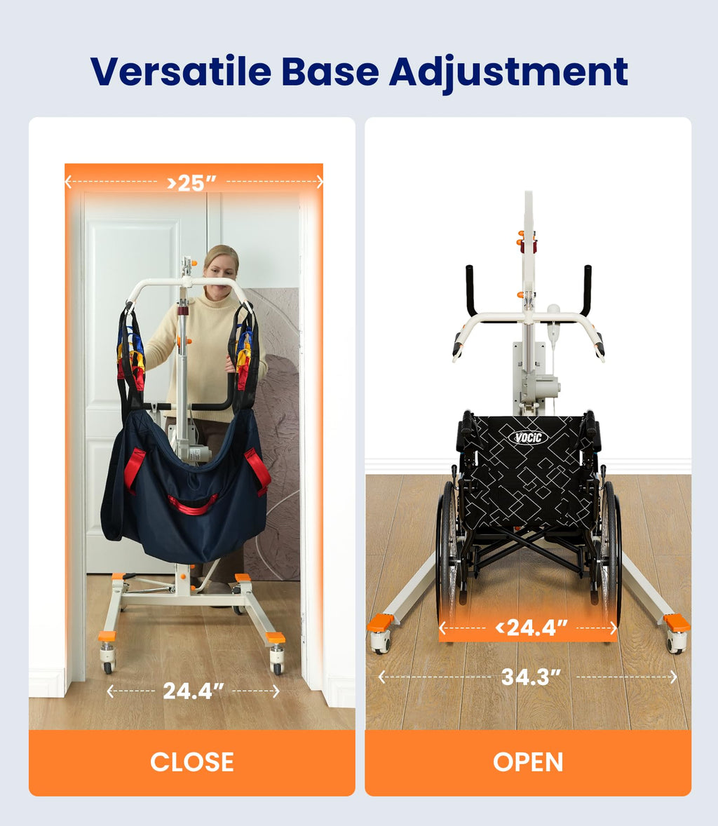 VOCIC Upgrade Foldable Electric Transfer Lift, Collapsible Lift Chair with Sling, Medical Patient Lift for Elderly, Chair Lift Lift Assist, Easy Disassemble, 330LBS Weight Capacity, AY02