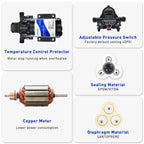 TDRsuper 12V DC Self-Priming Water Transfer Pump, 4GPM 45PSI High Pressure Booster Pump for RV, Garden, Marine & Yacht