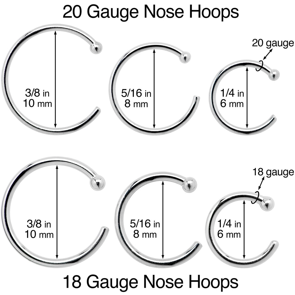 Body Candy Tiny Nose Hoop 20 Gauge 1/4 Small Diamenter Solid 14k White Gold 6mm Nose Hoop