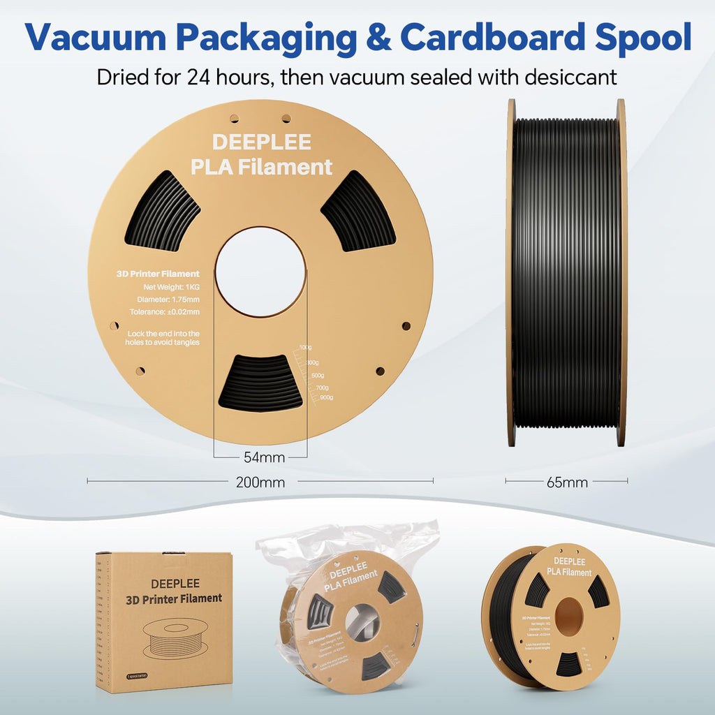 DEEPLEE PLA 1.75mm 3D Printer Filament, 4kg Gray