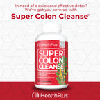 Health Plus Super Colon Cleanse 60 Day Supply of Gentle Gut Cleanse Detox, Psyllium Husk, Probiotics for Constipation Relief & Digestive Support, 240 Capsules