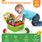 hahaland Baby Toys 6-12 Months - Fruits Vegetables Garden Plant Plush - 6 Month Old Toys Montessori Sensory Toy Carrot Flower with Rattles Mirror Squeaker Textures Crinkle Tissues Christmas Baby Gifts