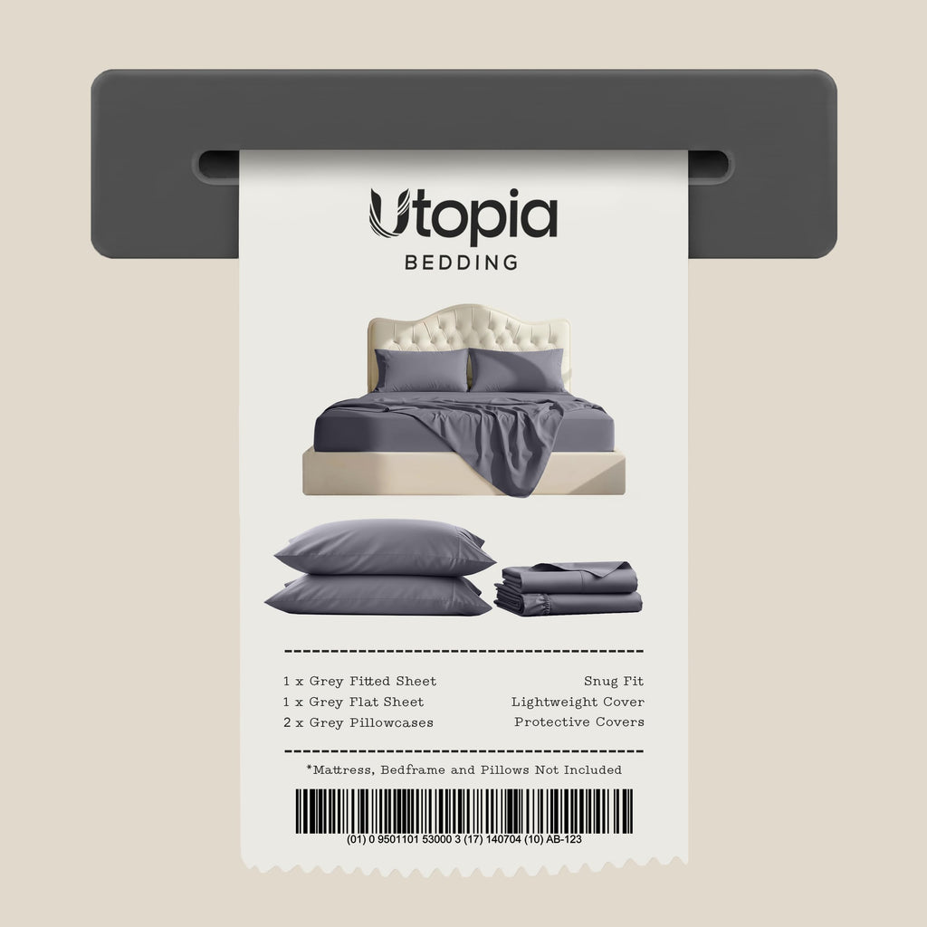 Queen Sheets Set, 4 Pieces 16" Deep Pocket Hotel Luxury Bed Sheets, Grey
