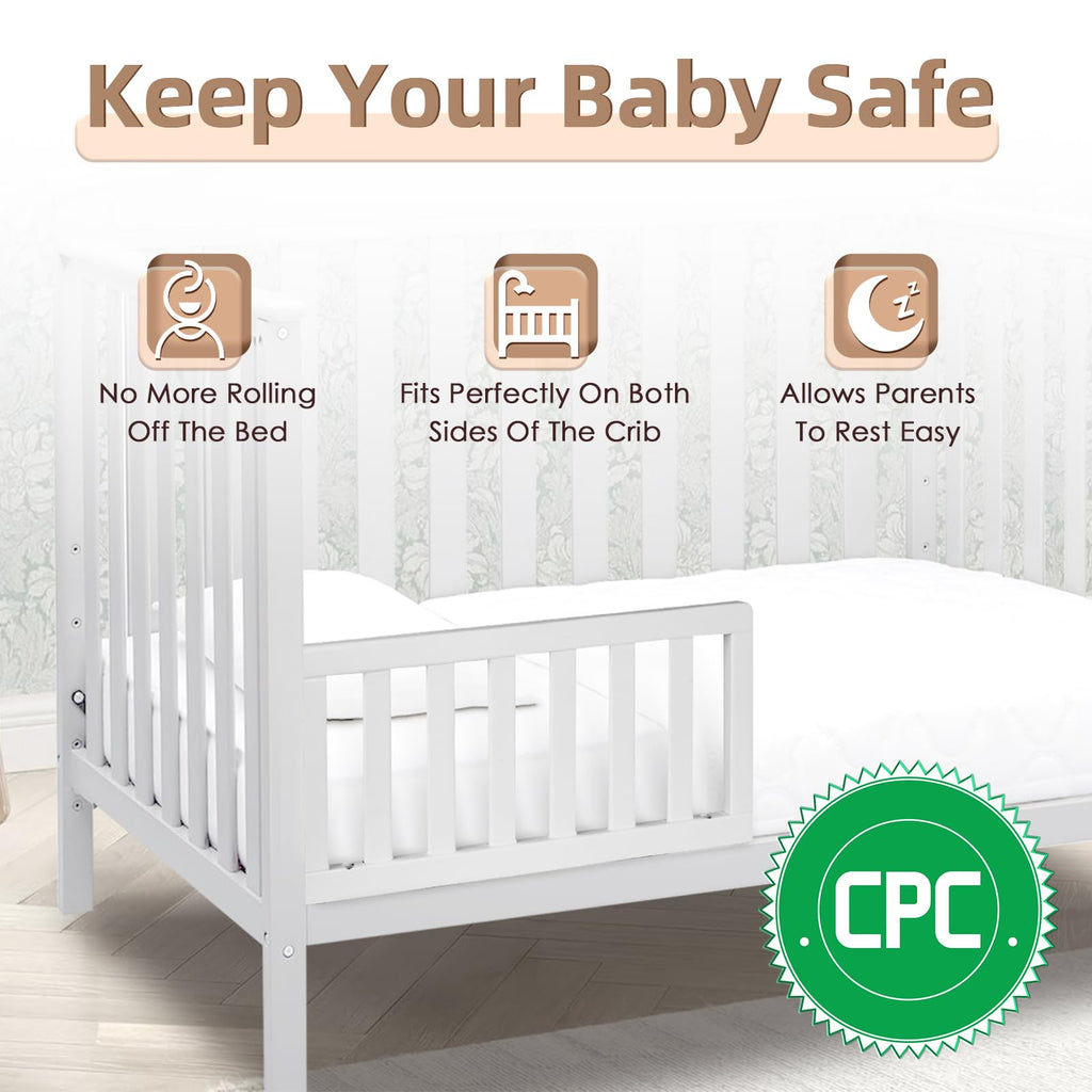 Salcod Toddler Safe Guardrail Compatible with Delta Children Convertible Crib, Crib Rail for Prevent Toddler from Rolling Off The Bed, White