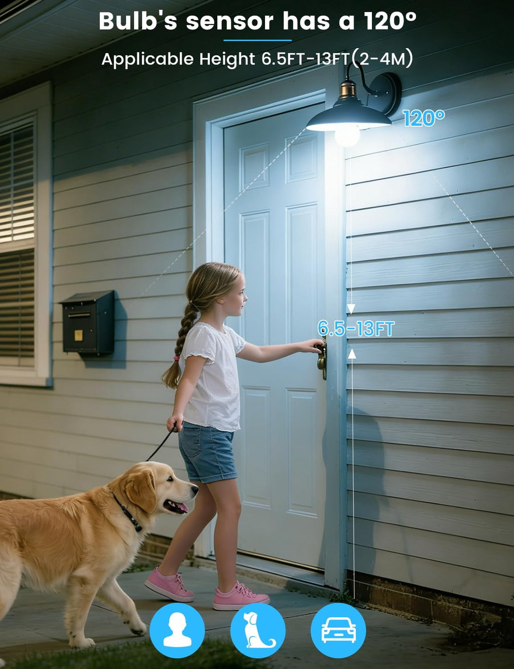 Torkase Motion Sensor Light Bulbs, E26 Dusk to Dawn Activated Security