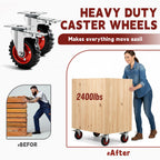5 Inch Caster Wheels Heavy Duty with Dual-Lock Safety Brake and Rubber Tire Wheels, Heavy Duty - 400 Lbs Per Caster for Workbench, Trolley, Cabinet, Swivel Rubber Wheel 4-Packs with mounting Hardware
