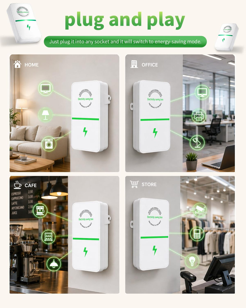 8PCS Power Plug Pro Energy Saver 2026 Updated New Stop Watt Energy Saving Device Intelligent Electricity Electric Saving Box Smart Plug in Power Box Power Factor Saver Household Power Plug-in