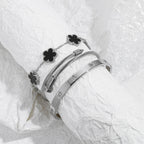 Jade cabbage Gold Bracelets for Women 18K Gold Plated Love Friendship Bracelet With Cubic Zirconia Cuff Bangle Jewelry Set Witness the Gift of Love (Silver 3pcs-B Medium 6.5")