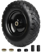 GICOOL 4.80/4.00-8" Wheelbarrow Tire, 16" Flat-Free Solid Tire and Wheel, 3-6" Centered Hub, 5/8" & 3/4" Bearing, For Garden Wagon Cart Trolley Dolly (1 Pack)