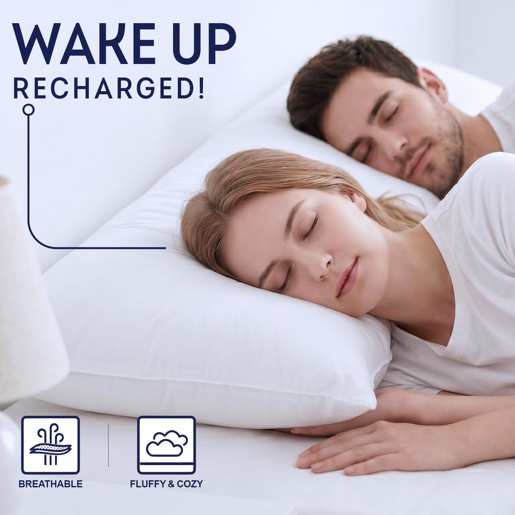 DOWNCOOL Large Body Pillow Insert- Breathable Full Body Pillow for Side Sleeper - Soft Long Bed Pillow for Adults - 20 x 54 inch (White)