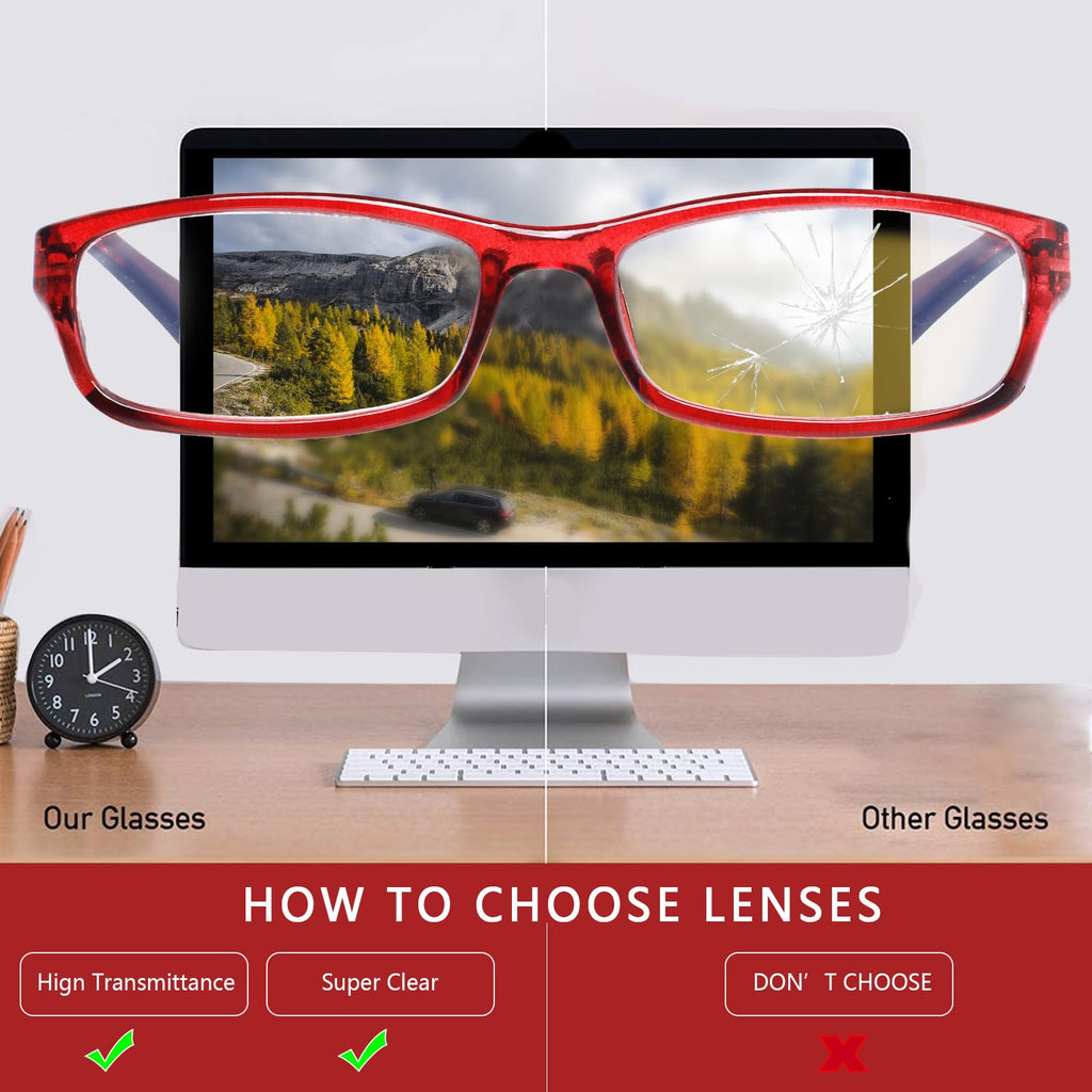 Kerecsen Computer Reading Glasses for Women Blue Light Blocking Glasses for Reading Fashion Pattern Print Eyeglasses for Womens(Mix Color -7, 1.50)