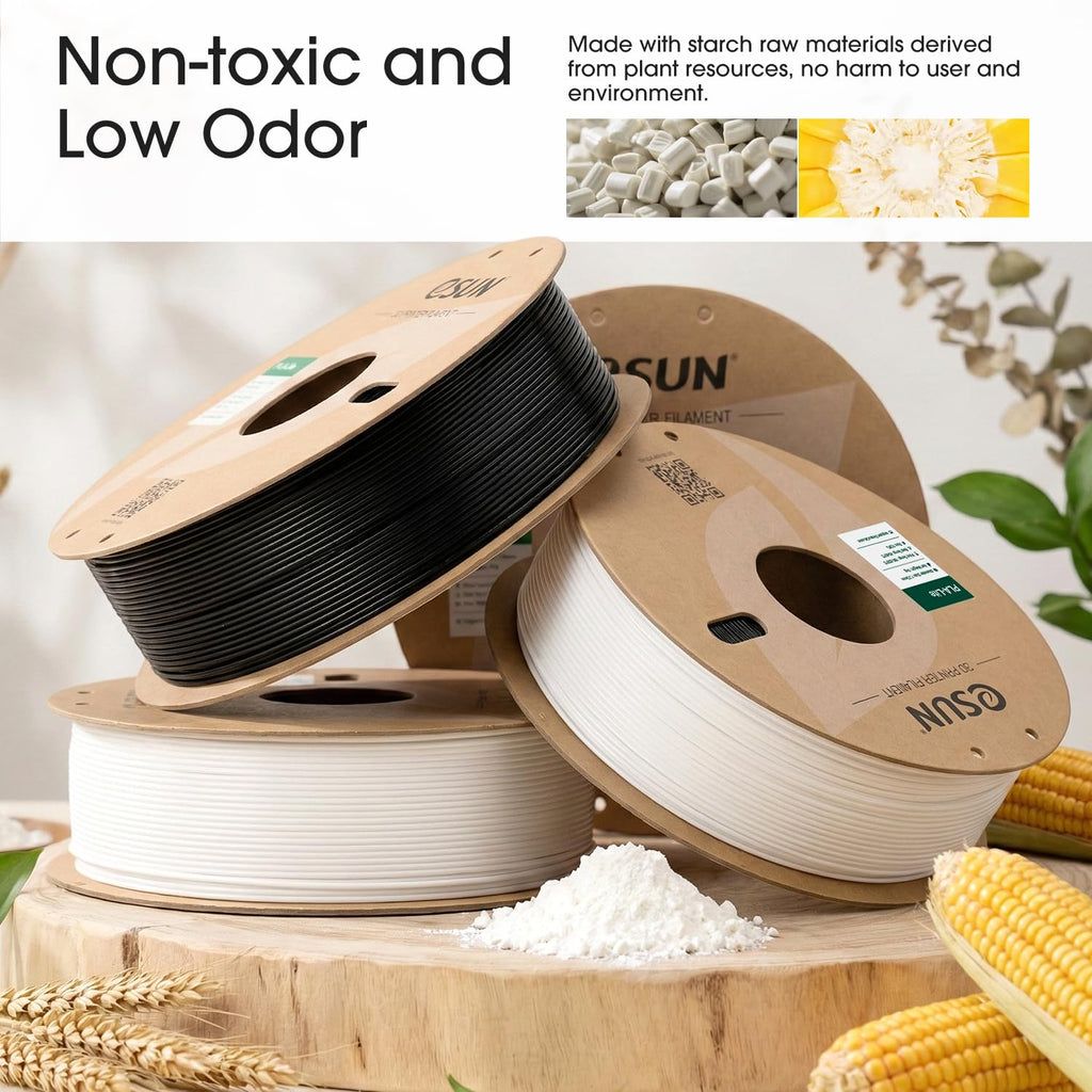 eSUN PLA Filament 1.75mm, High Toughness 3D Printer Filament Upgraded PLA Filament, Dimensional Accuracy +/- 0.03mm, 1KG Cardboard Spool (2.2 LBS) 3D Printing Filament for 3D Printers, White