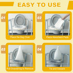 Bedside Commode Liners with Pads | 100 Commode Bags+100 Absorbent Pads | Leak-Guard | Rapid Absorption | Lemon Scented | Bedpan | Bedside Commode | Camping Toilet