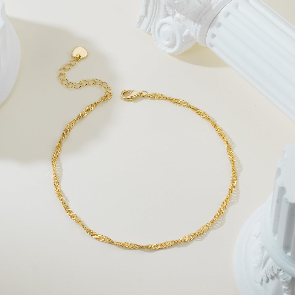 KYAYE 14K Gold Anklets for Women Ankle Bracelet for Women Singapore Chain