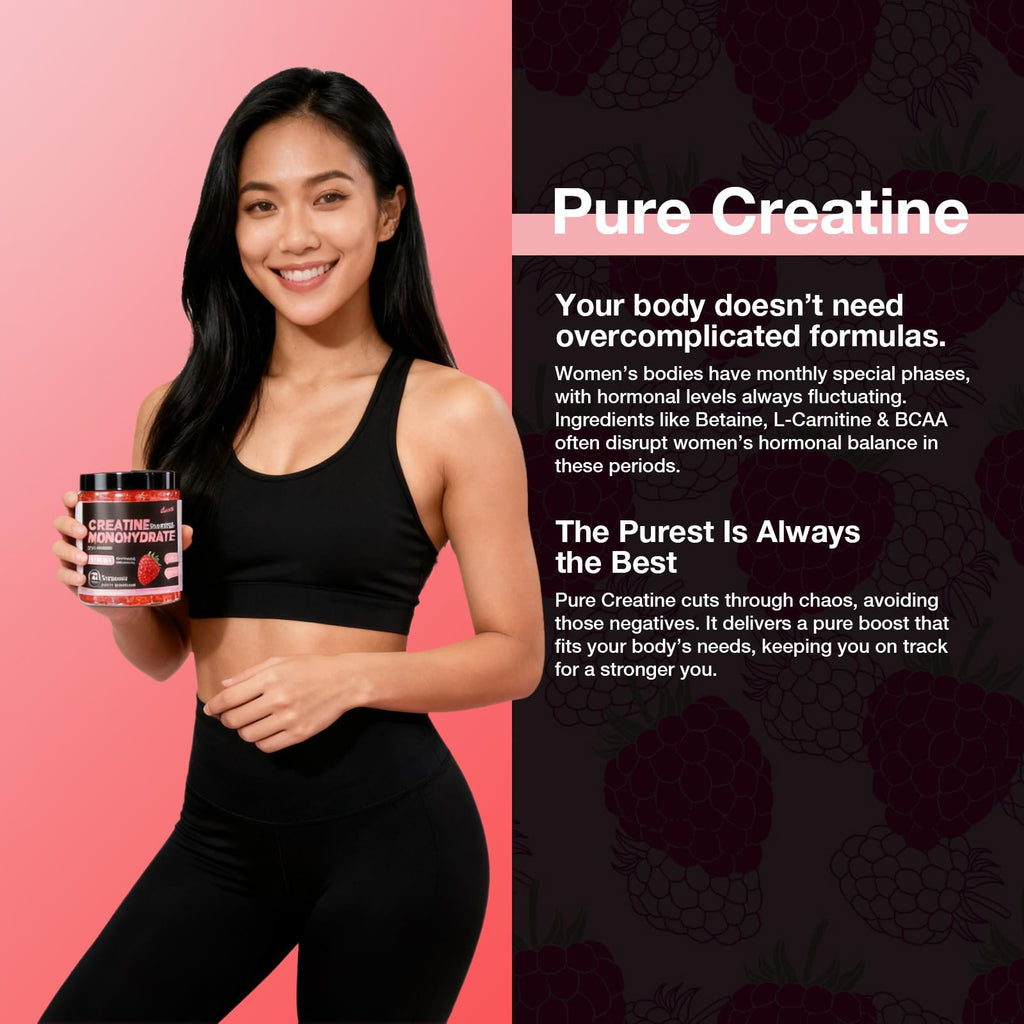 Asumtal Creatine for Women 5000 MG, Creatine Gummies, Creatine Monohydrate Supplement for Muscle Growth, Strength & Energy Support, Sugar Free Pre Workout Gummies 120 Count Raspberry Flavor