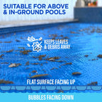15' x 30' Rectangle Solar Cover for Inground and Above Ground Pools, 12 Mil - Premium Heavy Duty Solar Blanket for Above Ground Pool, Blue - Made in USA