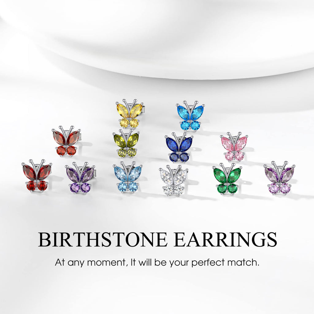 Bestyle Butterfly Earrings for Women Sterling Silver June Birthstone Alexandrite Butterflies Stud Earring Funny Cute Cubic Zirconia Earring Jewelry Mom Wife Grandma Daughter Birthday Gifts