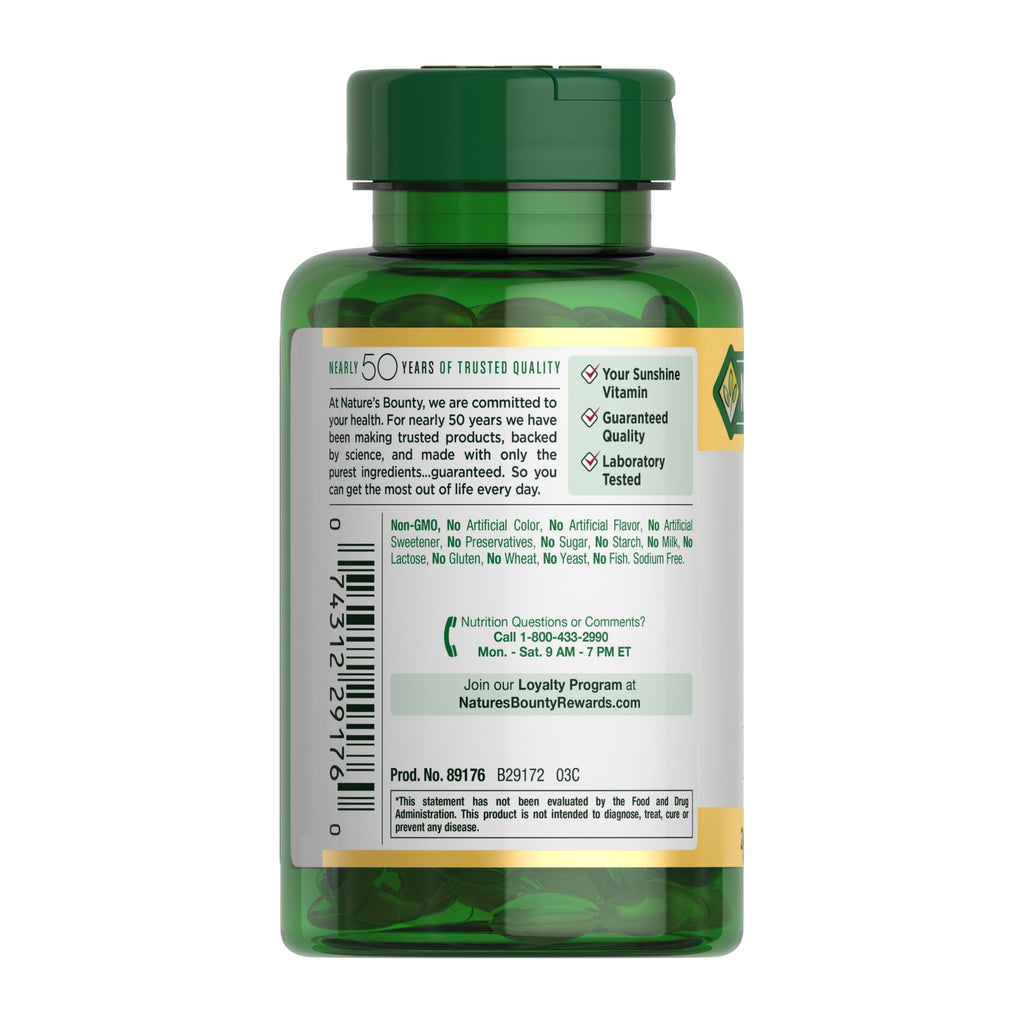 Nature's Bounty Vitamin D3 5000 IU Softgels, Rapid Release, Immune Support, Vitamin D Supplements, 240 Ct