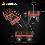 Gorilla Carts Steel Utility Cart, 800 lb Capacity, 4 Cu Ft., Black