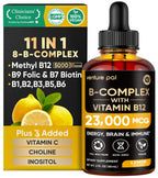 Venture Pal Vitamin B Complex Liquid Drops, B12 Methylcobalamin | B9 Folic | B1,B2,B3,B5,B6,B15 - Vitamin C, Choline, Inositol, Immune & Energy Metabolism, Brain & Heart Support