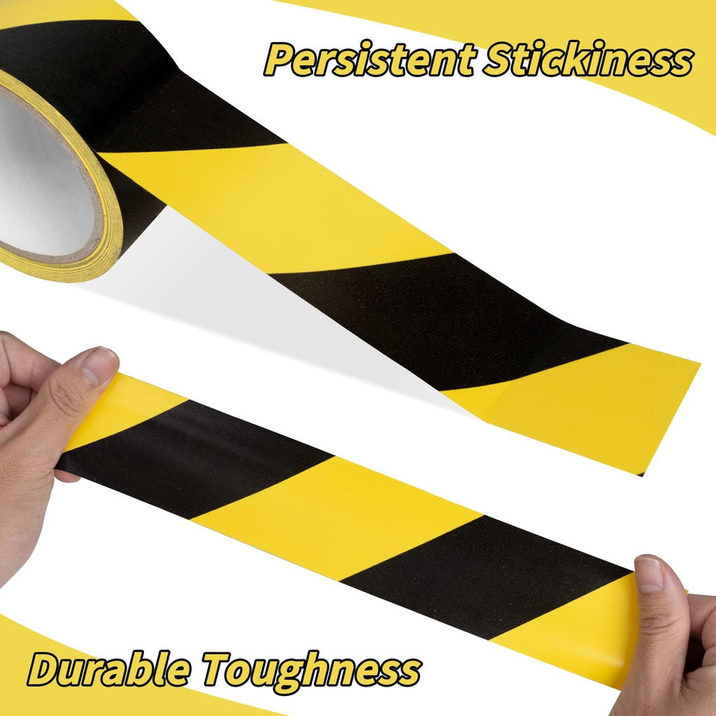 Hazard Safety Warning Stripe Tape 6 Pack, 2 Inch x 36 Yards Black & Yellow Caution Tape Roll Bulk Waterproof Barricade Hazard Tape Self-Adhesive Tape for Floor, Walls, Pipes, Equipment Marking