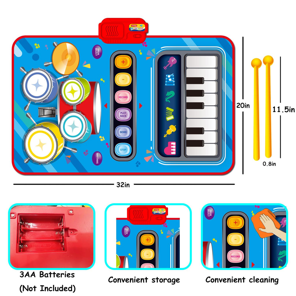 Baby Toys for 1 Year Old,Baby Musical Mat Toddler Toys Age 1-2,3 in 1 Piano Drum Babies Play Mat -Baby Music Toy 12-18 Months Babies Birthday Gifts for 1 2 3 Year Old Boys Girls
