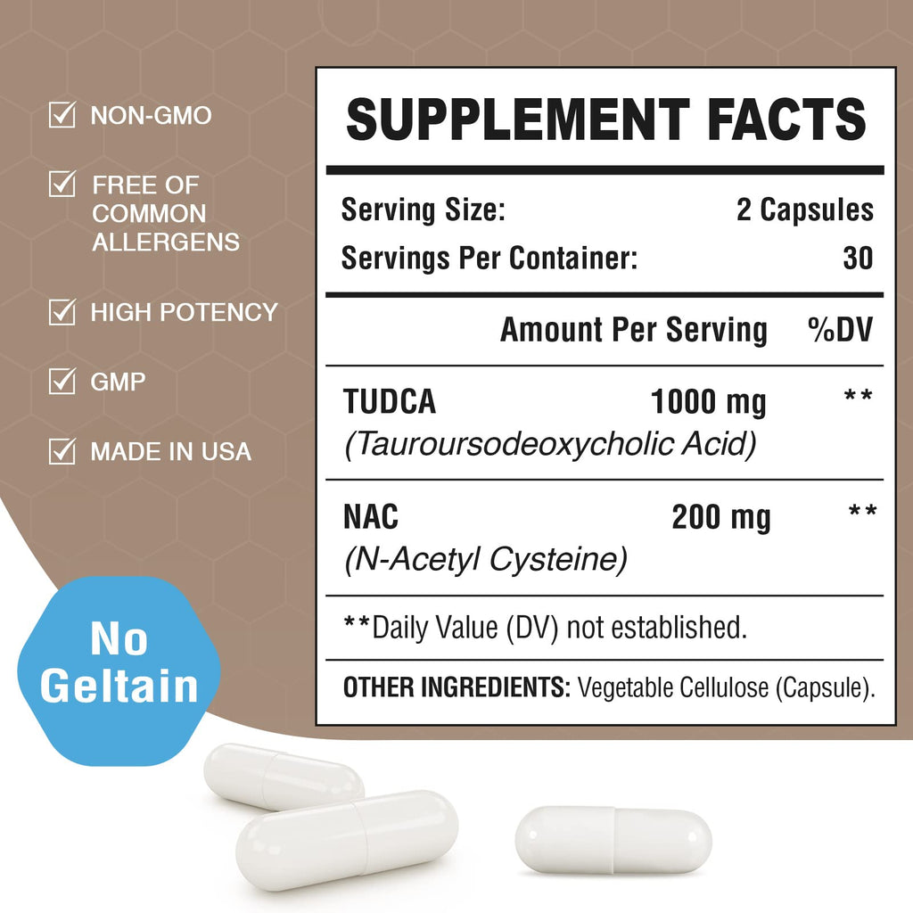Zingicin TUDCA with NAC Supplement 1200mg - 60 Capsules, 1 Pack