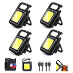 MAKDAK COB Rechargeable Keychain Flashlight 4Pack, High Lumen Super Bright LED Work Light with Magnet,Clip,Bottle Opener for Dog Walking,Car Repair, Emergency,Camping,EDC
