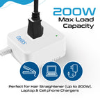 Ceptics 200 Watt Step Down Voltage Converter – Converts 220V/240V to 110V/120V – Ideal for Hair Straighteners, Laptops, and Chargers – CE Certified Travel Voltage Converter