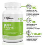 Nutri Supreme, Folate with B6 and B12, Helps Maintain Normal Homocysteine Levels and Cardiovascular Health, 60 Count, Kosher Certified