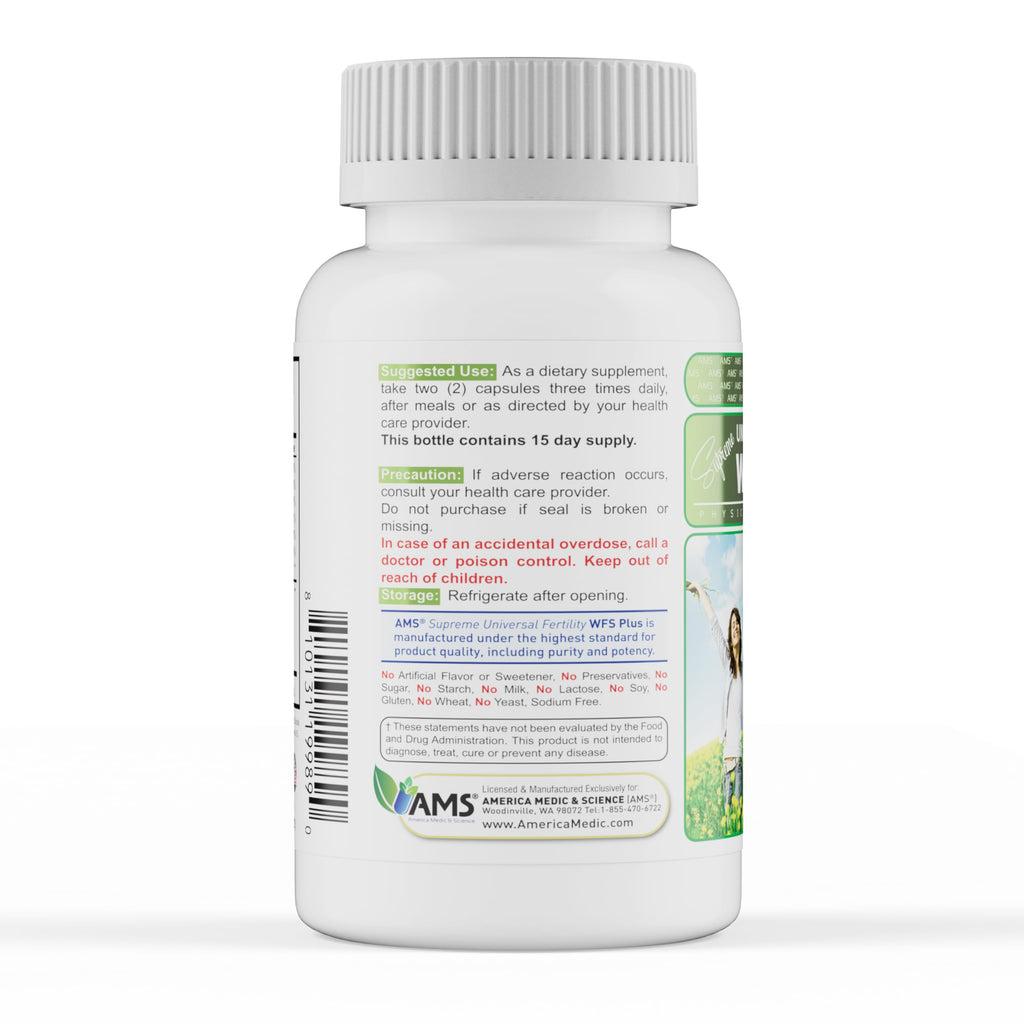 America Medic & Science WFS Plus Fertility Supplements for Women (90 Capsules) Supports Ovulatory Health | Natural Preconception Vitamins, Reproductive Aid, with D-Chiro Inositol, DHA |15-Day Supply.