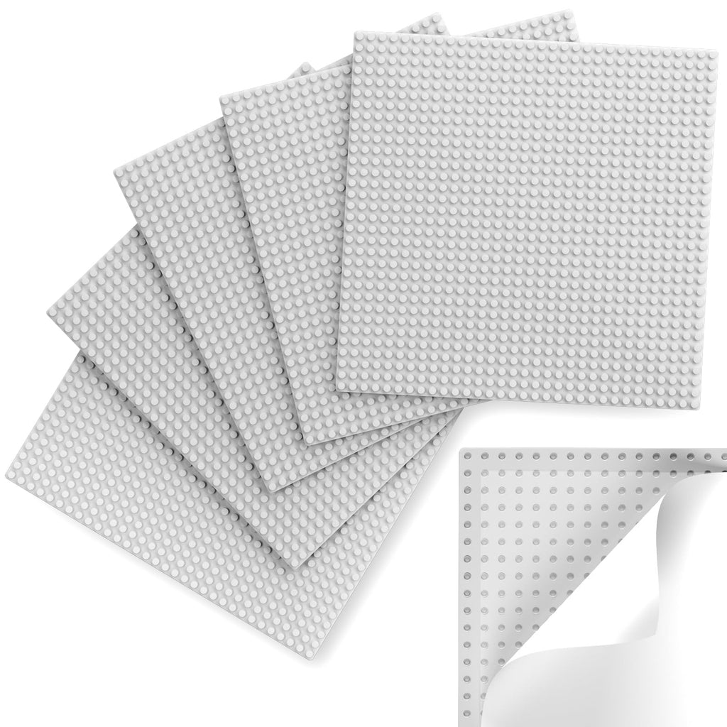 Pokiiulk Classic Baseplates, Peel and Stick Base Plates for Building Bricks, Compatible with Major Brands, Self-Adhersive Base for Bricks 10" x 10", 6 Pack Grey…