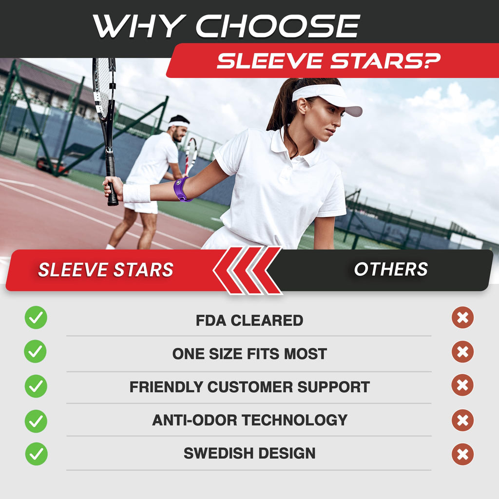 Sleeve Stars Tennis Elbow Brace for Women - Adjustable Tennis Elbow Strap, Golfers Elbow Brace for Men, Counterforce Brace for Tendonitis Relief, Fits 9"-23" (Pair/Dark Purple)