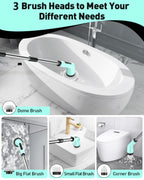 Shower Scrubber with Long Handle, Electric Scrubber for Cleaning Bathroom