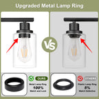 Unicozin Modern Bathroom Light Fixtures, 4 Light Vanity Lights Over Mirror, Black Wall Lamp with Clear Glass for Living Room Cabinet Bedroom Porch
