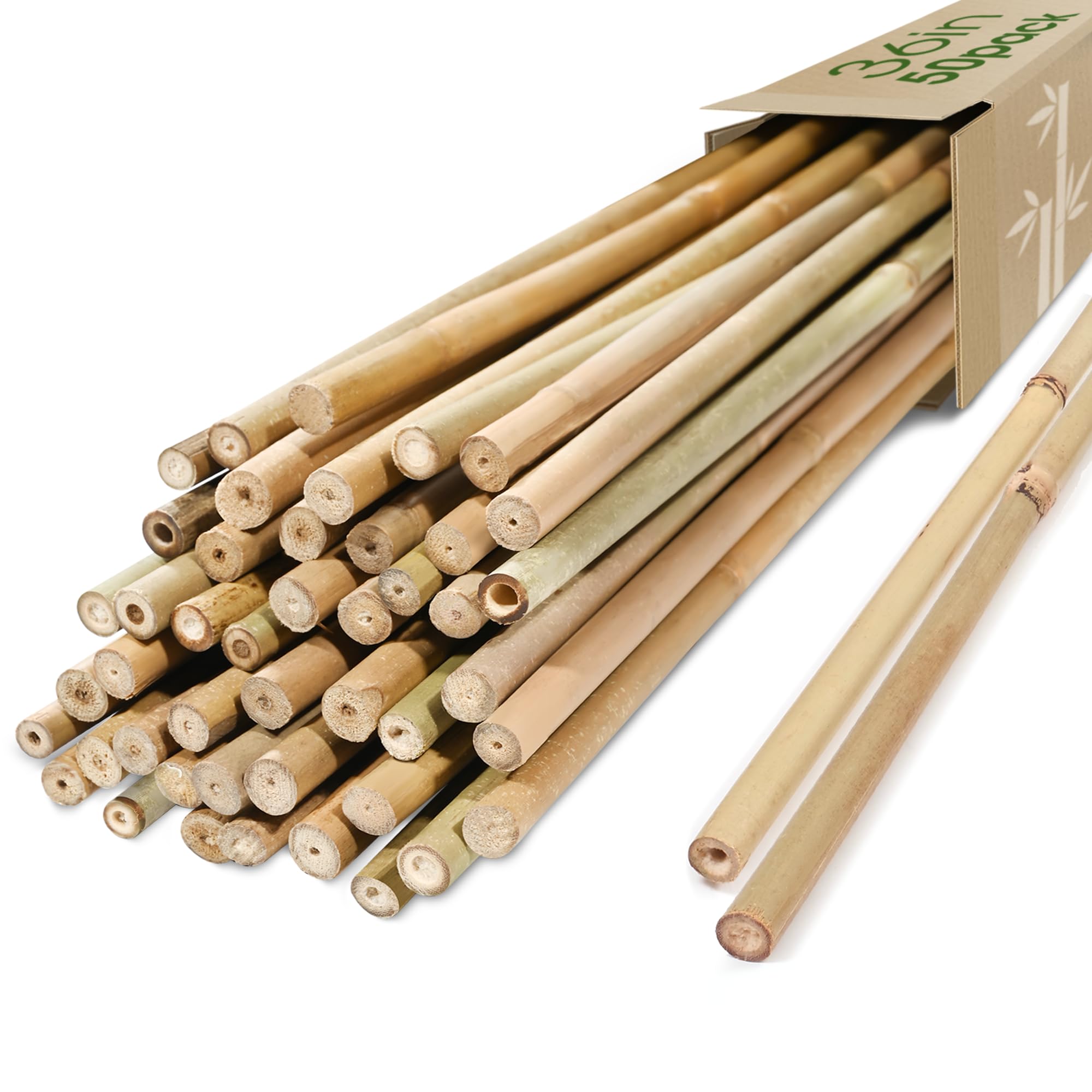 Cambaverd Bamboo Stakes 3ft, 50 Pack Garden Stakes, Bamboo Sticks for Plant