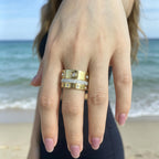 YIKOXI Gold Rings Set for Women 18K Gold Plated Titanium Steel Dainty Cubic Zirconia Rings Fashion Stacking Bands Valentines Day Mother's Day Christmas Day Best Gifts (Gold, 8)