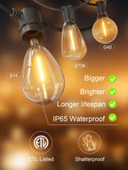 Svater Outdoor String Lights 300 FT, Patio Lights for Outside with Shatterproof Bulbs, Waterproof IP65 Commercial Hanging Light for Backyard Porch Balcony Bistro Party 3X100 FT
