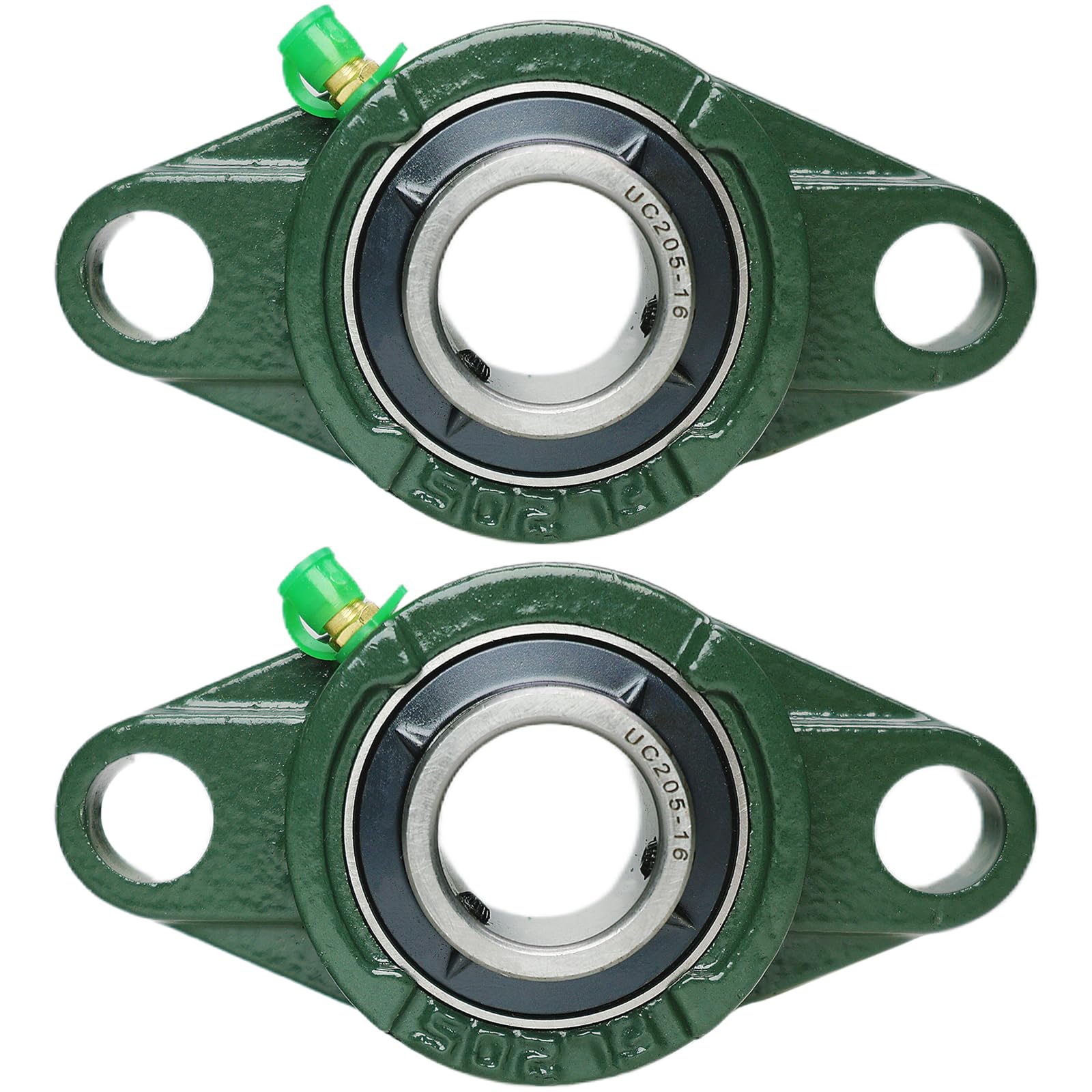 2 Pack UCFL205-16 Pillow Block Bearing, Flange Mount Ball Bearing Unit, 1" Bore, 2-Bolt Flange, Self Aligning Cast Iron Housing, Set Screw Locking Style Flange Pillow Block Bearing (UCFL205)