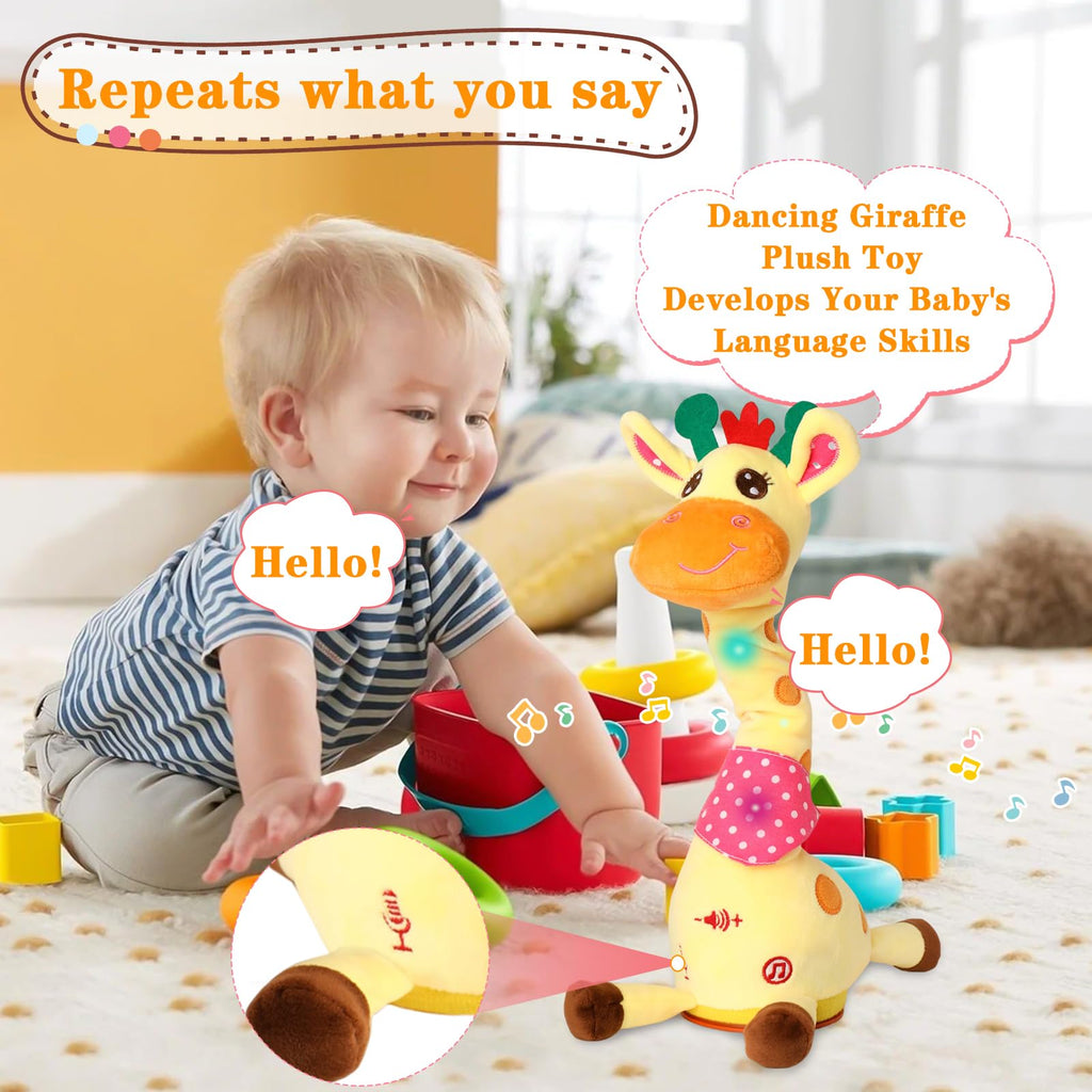 LLUKEME Dancing Talking Giraffe Toy, Singing Giraffe Baby Toys for Kids
