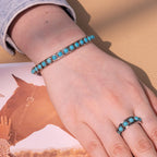 Montana West Women Silver Single Row Round Turquoise Open Cuff Bracelet