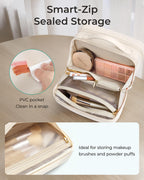 BAGSMART Travel Makeup Bag, Cosmetic Bag Make Up Organizer Case, Warm gray, Elegant