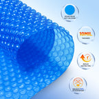 ALLAreN Solar Pool Cover 10 Foot Round, 10 Mil Blue Bubble Pool Blanket Heat Retention, Circle Thermal Cover for Above Ground Inground Pools and SPA Hot Tubs