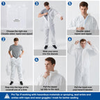 TICONN Hazmat Suit Disposable Coveralls, Full Body Protective Lab Coveralls, Breathable Paint Suit for Men Women (XL, 5PK)