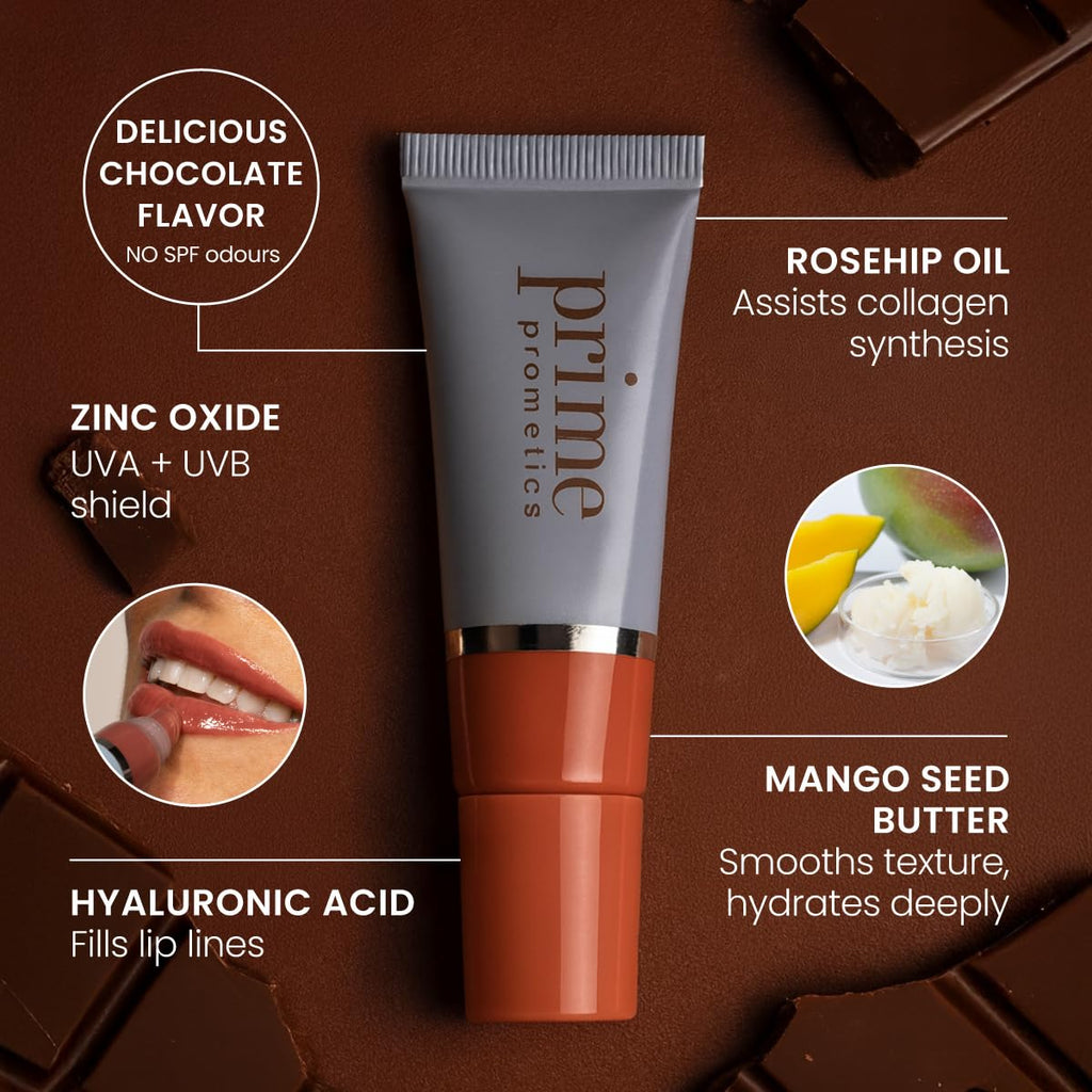 PRIME PROMETICS PrimeLip SPF 35 Lip Oil for Mature Women – UVA & UVB Shield – Intense, Long-Lasting Hydration – Vibrant Color & Non-Sticky, Shiny Gloss (Bright Berry)