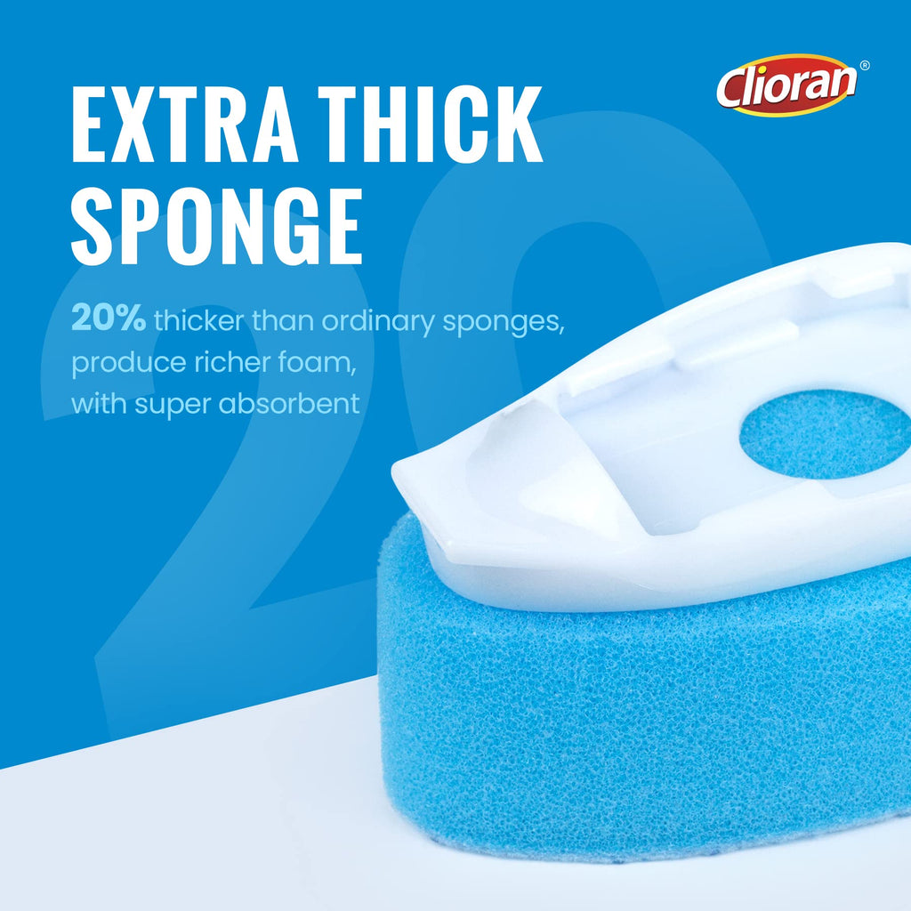 Clioran Leak Proof Dishwand Refills with Scrub Dots,Non Scratch Sponge Heads for Dish Wand,20% Thicker Heavy-Duty Scrubber Replacement,Fits Most Handles,Works with All Dish Soaps,Ideal for Kitchen