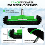 17.5" Professional Pool Brush - Sticks to Walls & Floor, High-Efficiency Heavy Duty Inground/Above Ground Pool Scrub Brushes with Round Ends, Premium Nylon Bristle,Reinforced Aluminium, Safe for Vinyl