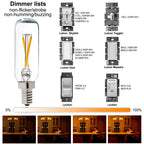 LiteHistory Dimmable T6 led Bulb 25W Candelabra led 2700K Clear 200lm 2W e12 T25 led Bulb 6Pack