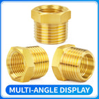 ChillWaves Brass Pipe Fitting, Reducer Hex Bushing 1/2" NPT Male x 1/4" NPT Female Thread Adapter(12-PACK)