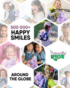 Naturally KIDS Toddler Backpack w. Plush Purple Unicorn Toy, Kids Gift 2-6